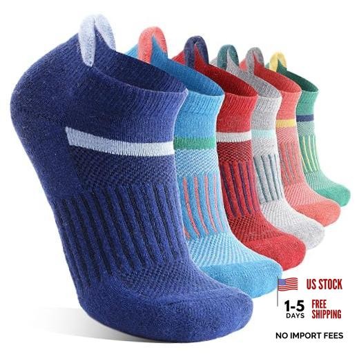 6 Pairs Merino Wool Ankle Running Hiking Socks Compression Medium Colorful