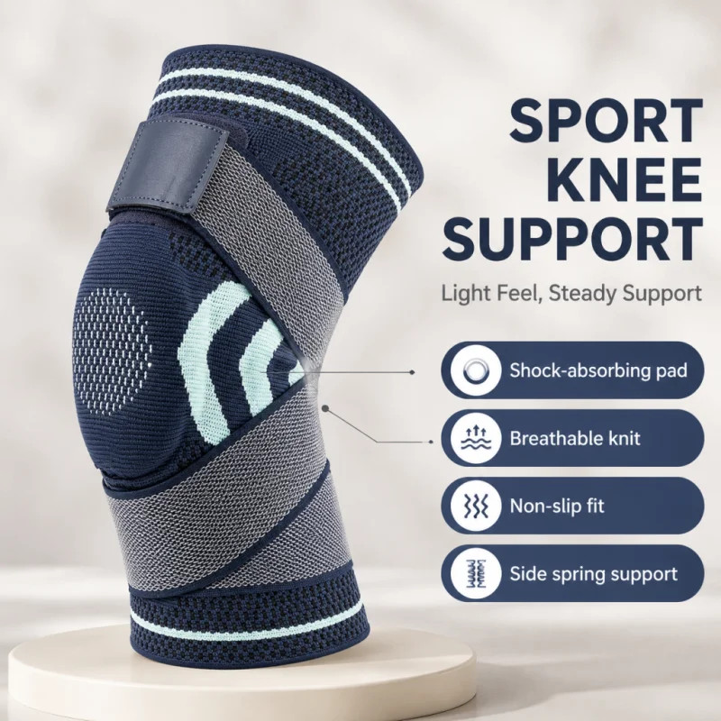 Knee Support for Sports Non-slip Silicone Safe Shock Absorption Breathable
