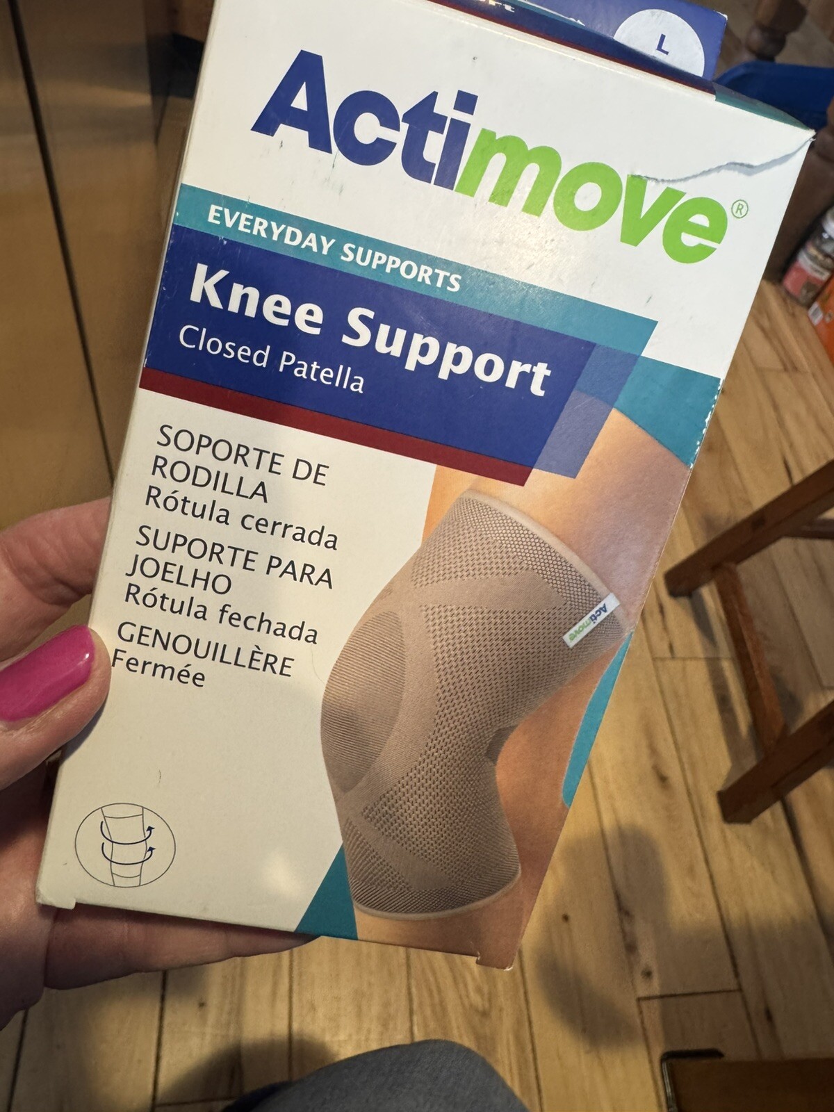 KNEE SUPPORT ‘Actimove’ Closed Patella (Beige) Size LARGE New LATEX FREE