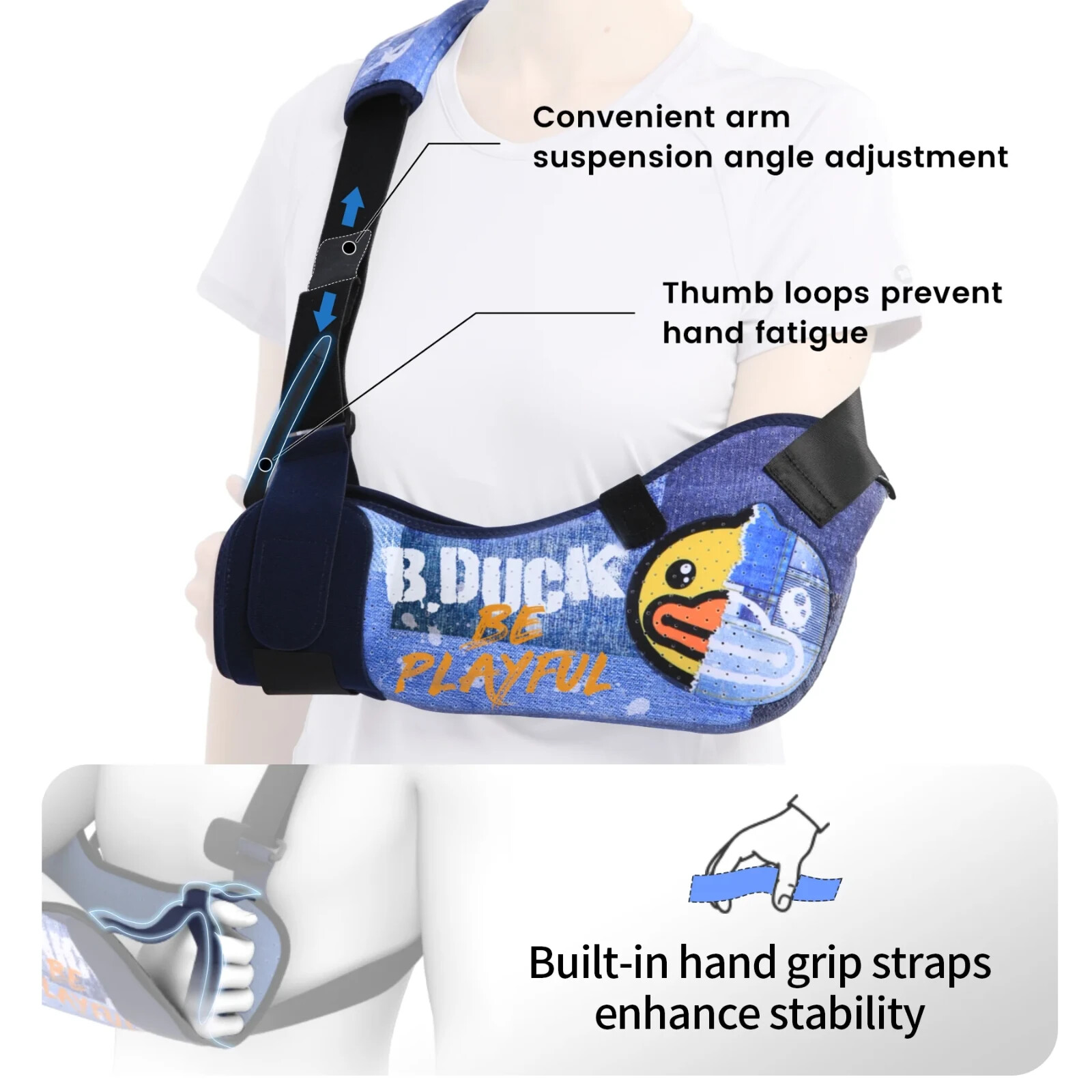 Velpeau Adult Arm Sling W/ Waist Strap B.DUCK Right Hand Arm Support Brace