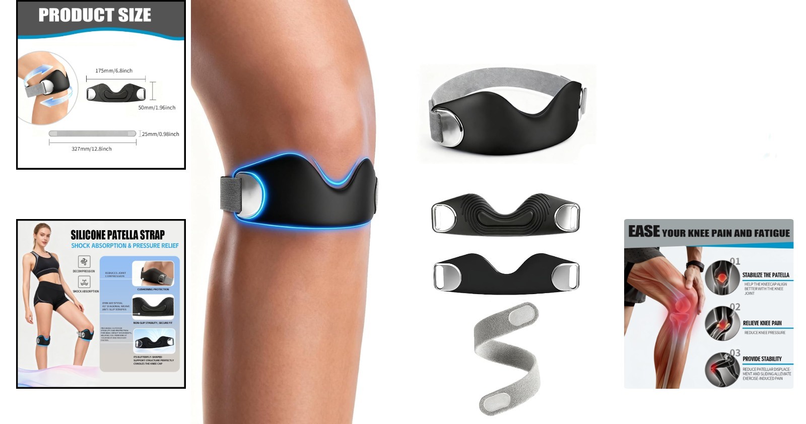 2-Pack, Adjustable Patella Band for Knee Pain Relief & Patellar Tendonitis Su…