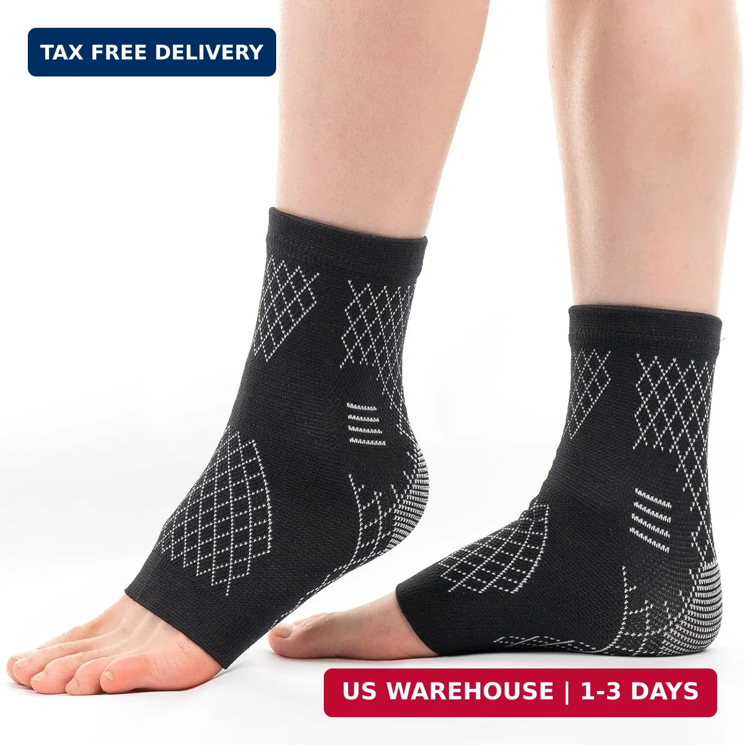 INDEEMAX 2 Pack Ankle Brace & Ankle Compression Sleeve for Women Men | Arch Supp