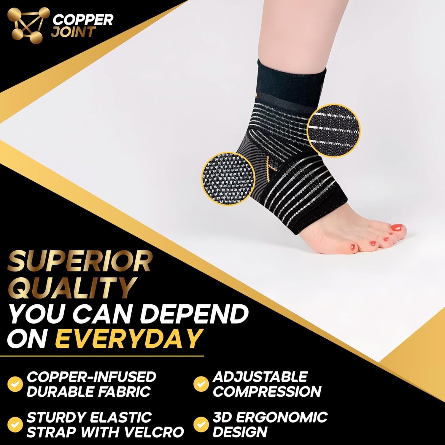 All-Day Support Ankle Brace for Men & Women – Medium, Lightweight and Breathable