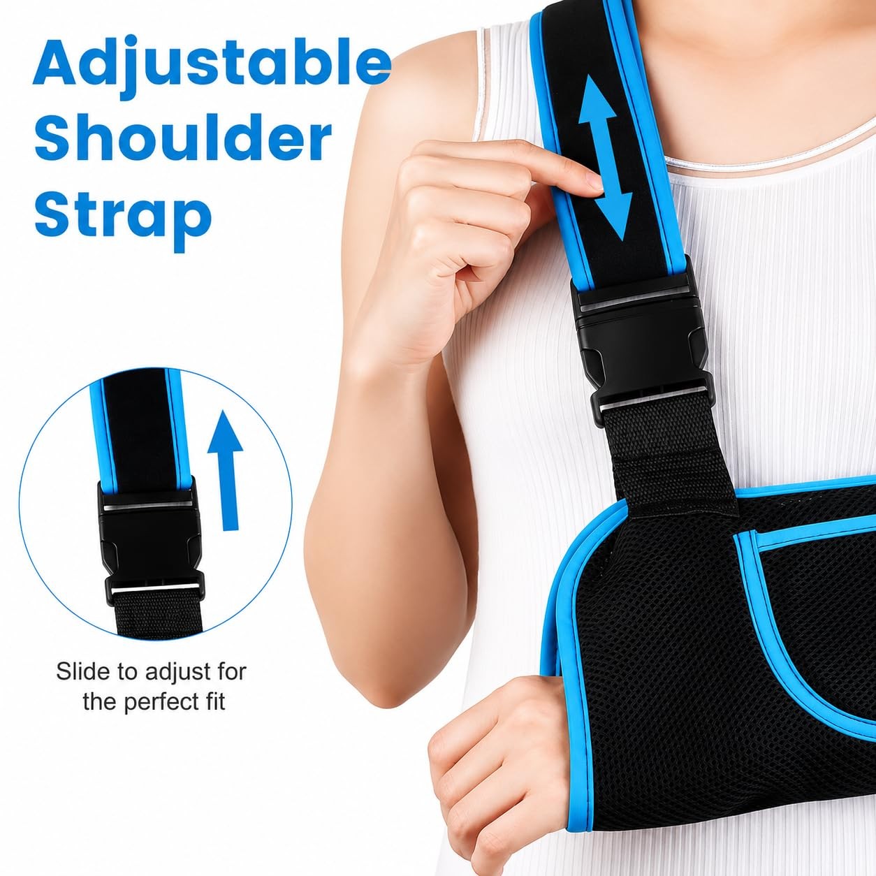 Arm Sling, Lightweight Breathable Mesh Shoulder Immobilizer, Middle