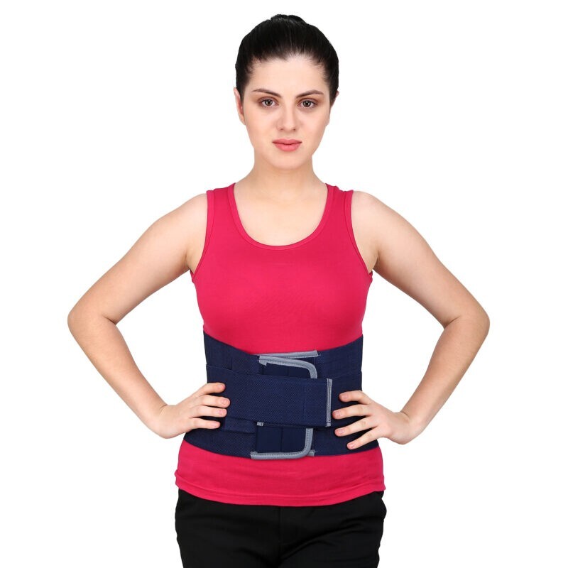 Contour Lumbar Support Belt 20 × 10 × 2 cm Blue Color for Back Pain