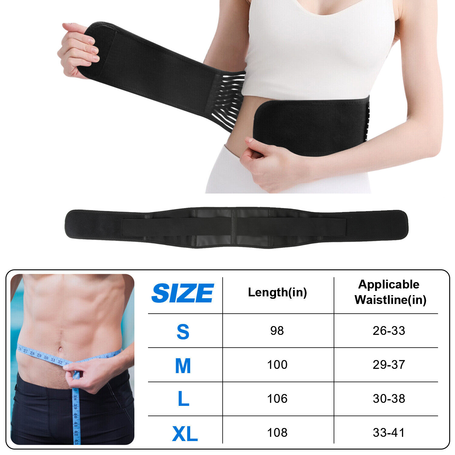 Back Support Brace Belt Lumbar Lower Waist Magnetic Pain Relief Adjust Trimmer
