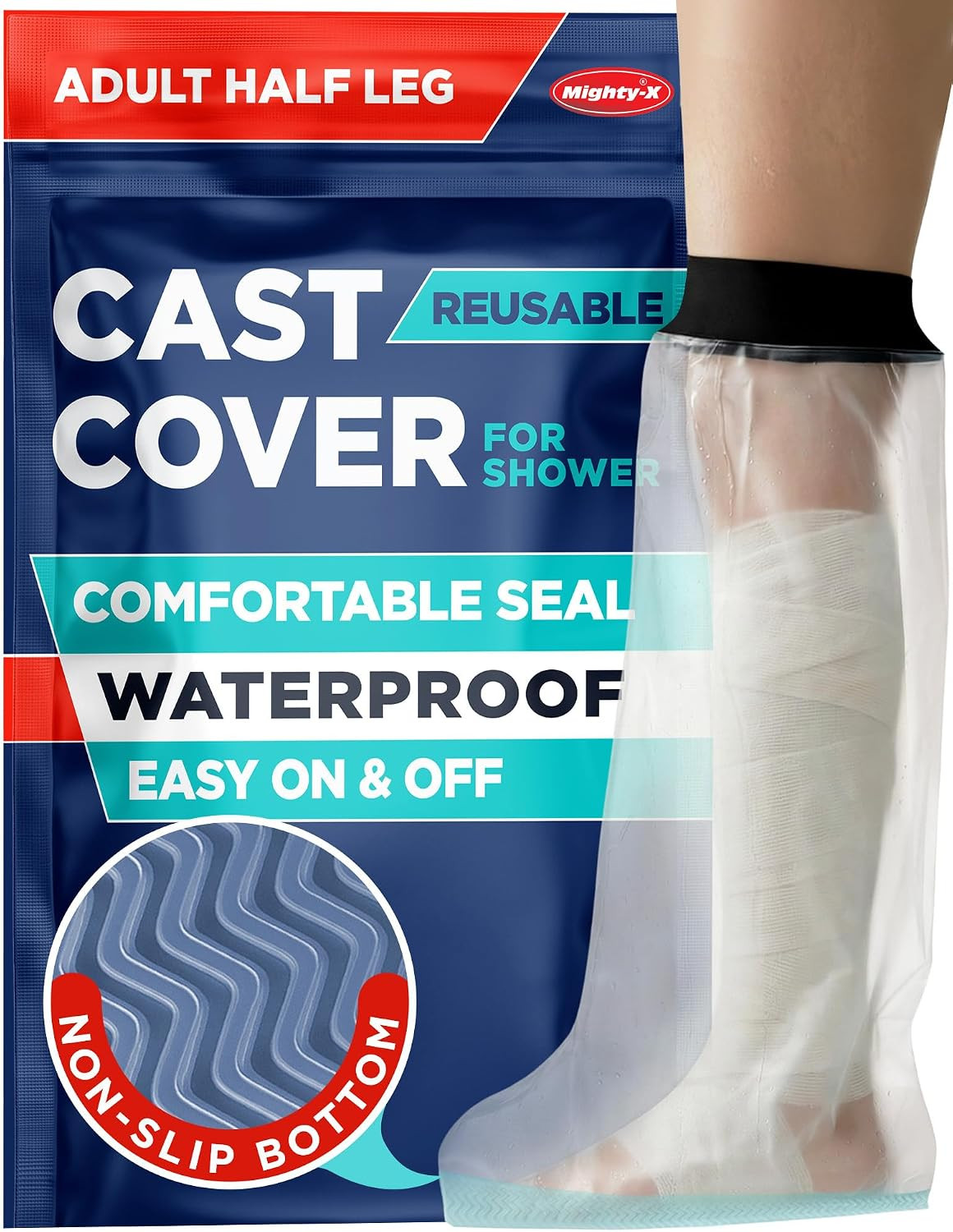 100% Waterproof Cast Covers for Shower Leg – Tight Seal – Reusable Adult Half