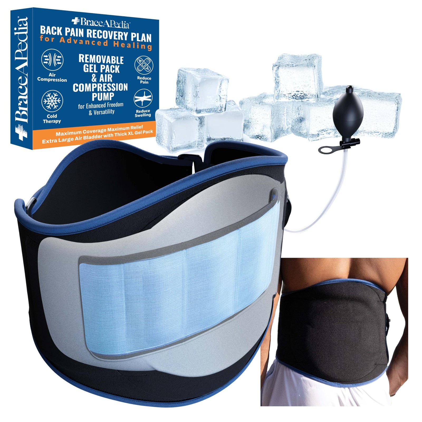 Braceapedia Polar Bear Cryo Lower Back Brace for Women & Men One Size, Black