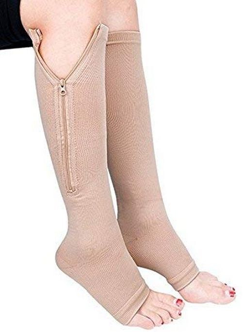 Zipper Compression Socks – Open Toe Thin Anti-Fatigue Stretchy High Sock Unisex