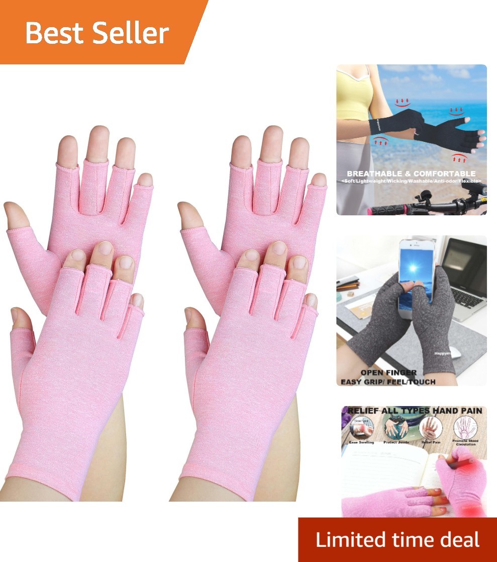 Pain Relief Gloves for Rheumatoid and Carpal Tunnel Large Pink 2 Pack