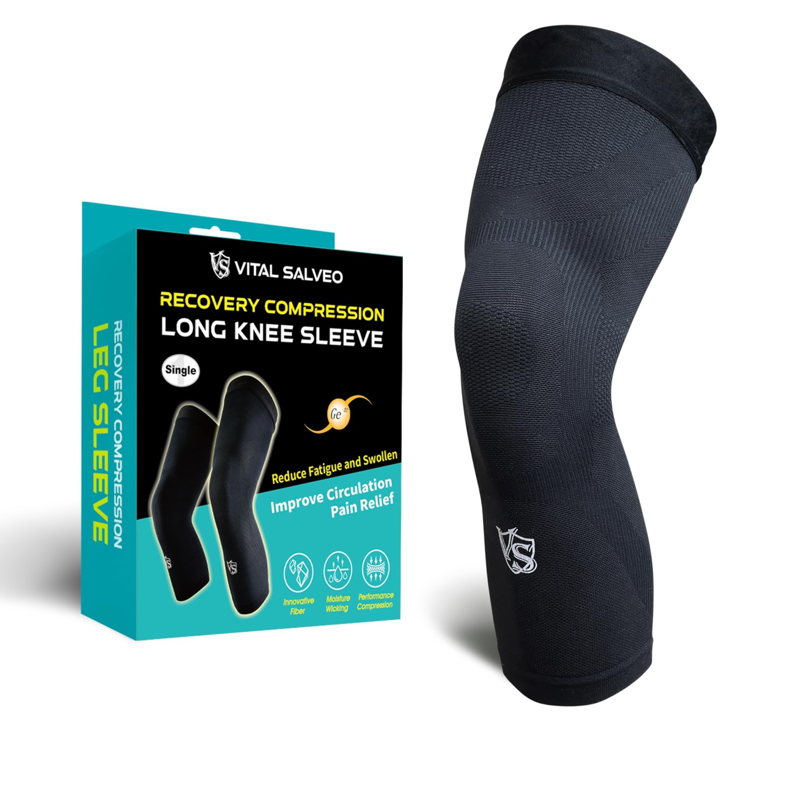 Vital Salveo Long Compression Knee Sleeve,Stiffness, Fatigue Relief, Circulat…