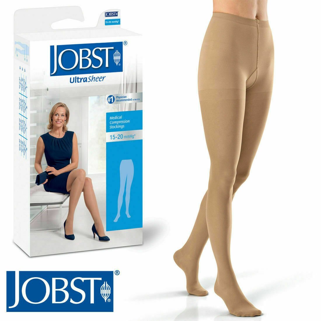 Jobst Womens UltraSheer Pantyhose 15-20 mmhg Compression Stockings Supports Hose