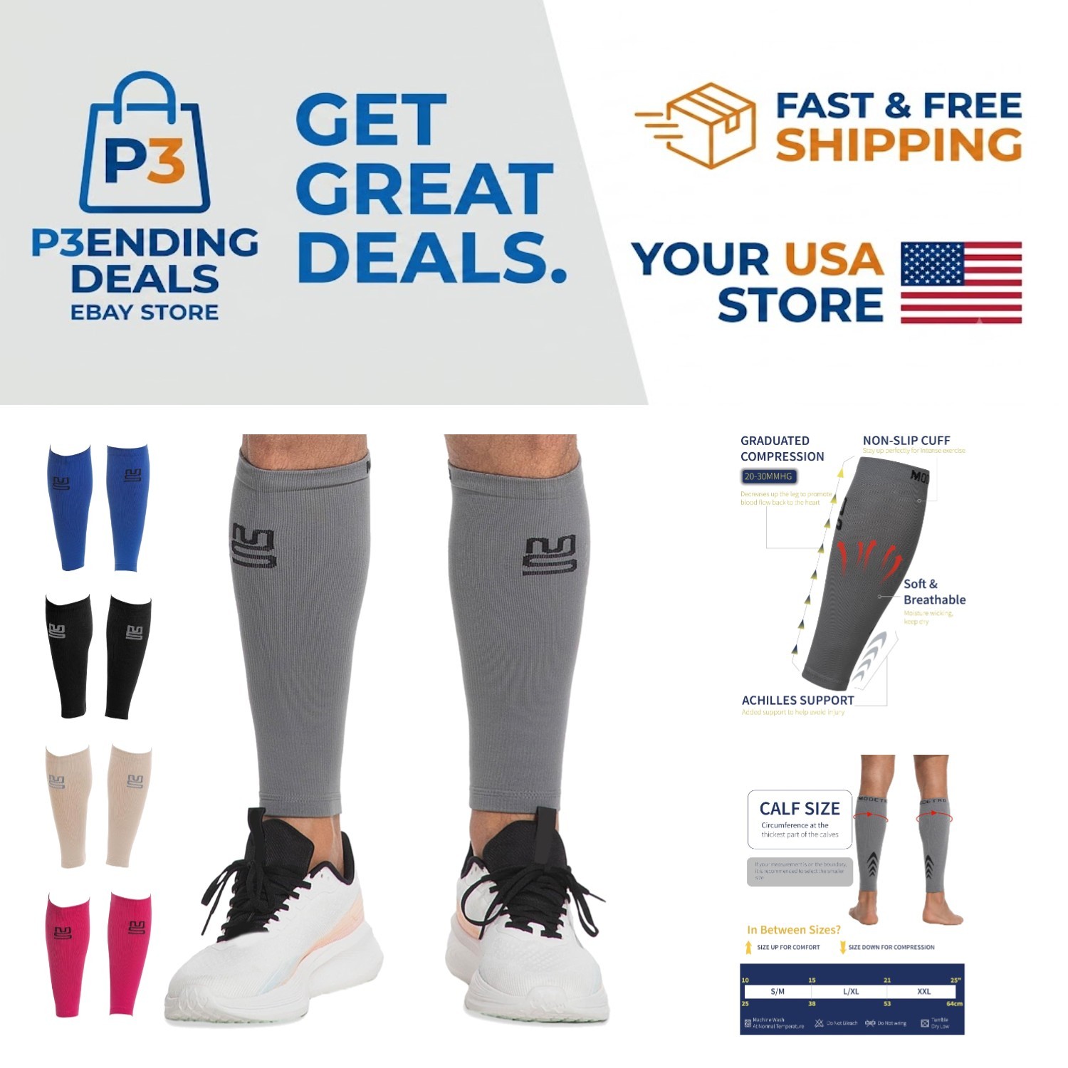 High-Stretch Calf Compression Sleeves – Supports Recovery & Enhances Performance