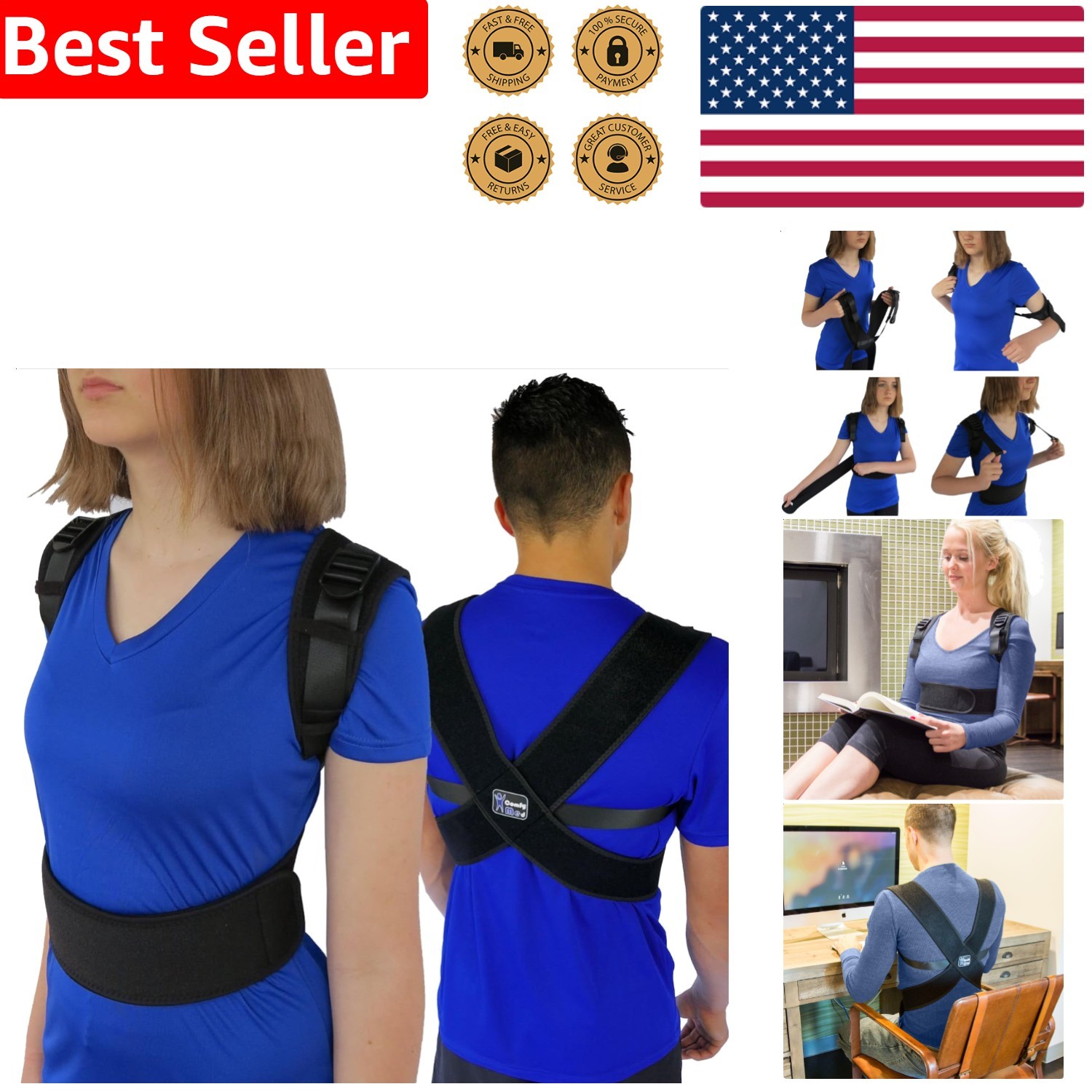 Comfortable Posture Corrector for Men Women, Shoulder Alignment, Back Support