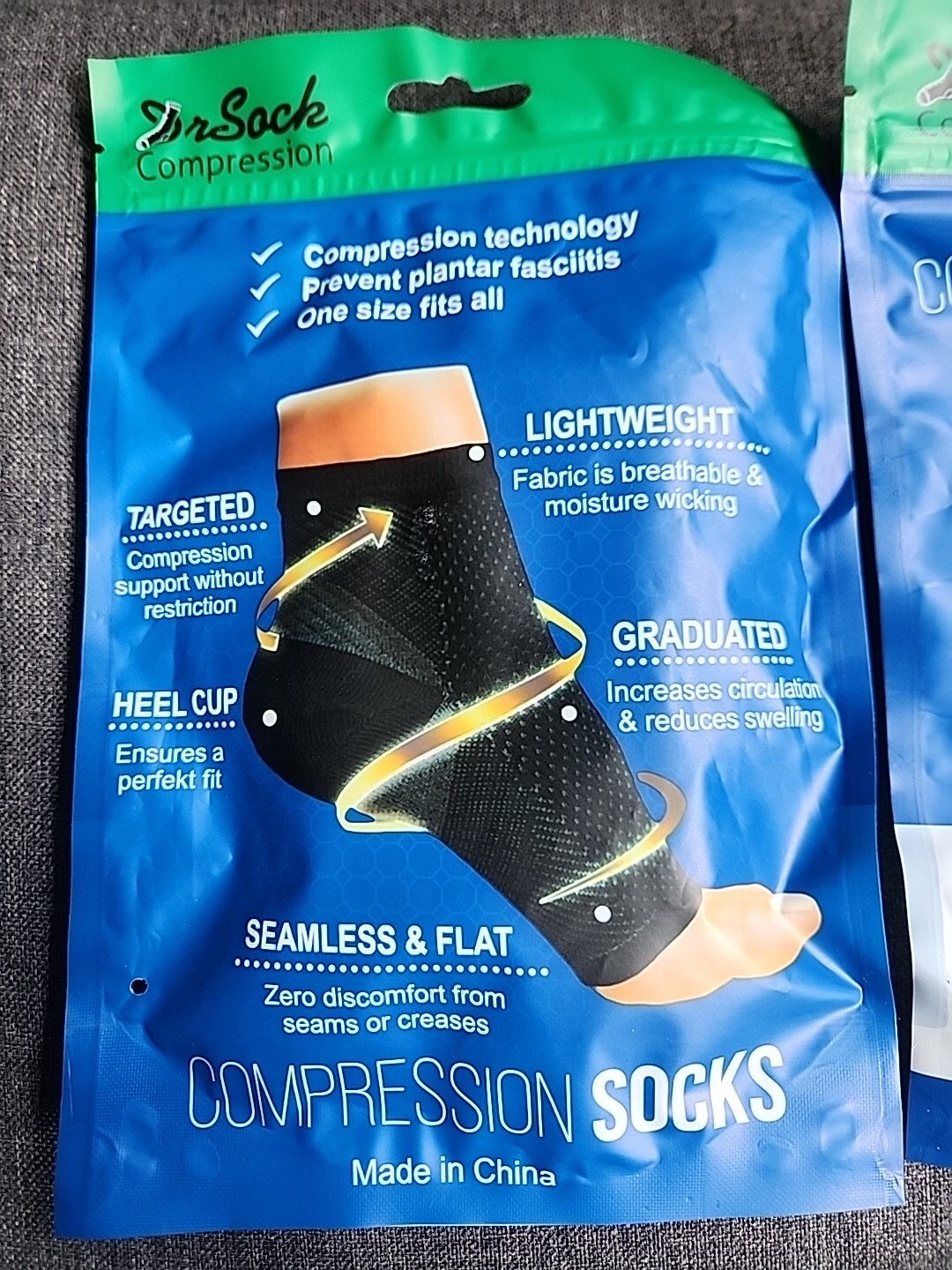 DR. SOCK COMPRESSION SOCKS One Size SEAMLESS INCREASE CIRCULATION NEW 2 PAIR US