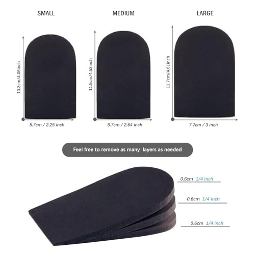 Adjustable Heel Lifts 1/4″ Height Black Single
