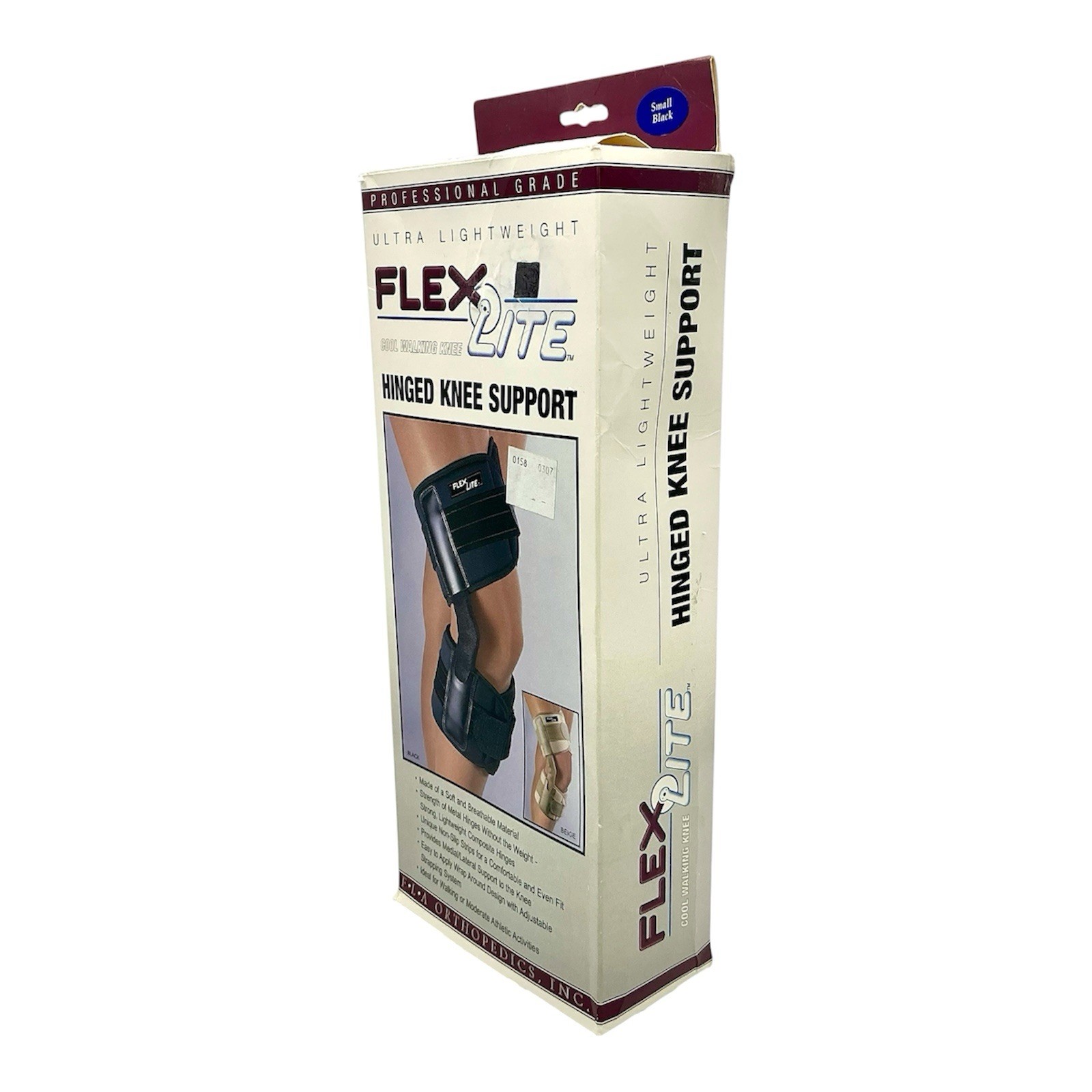 FLA Ultra Lightweight FlexLite Cool Walking Hinged Knee Support Black Small