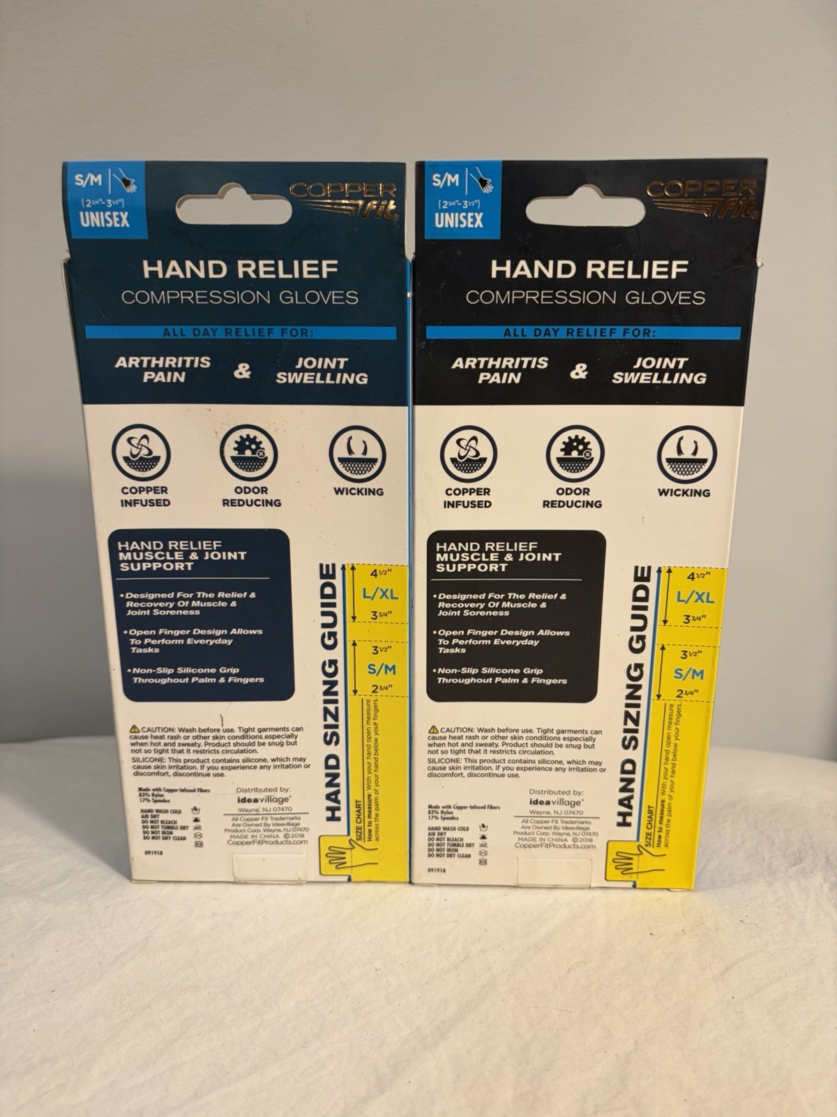 Copper Fit Compression Gloves Hand Relief S/M Unisex Lot Of 2 New!