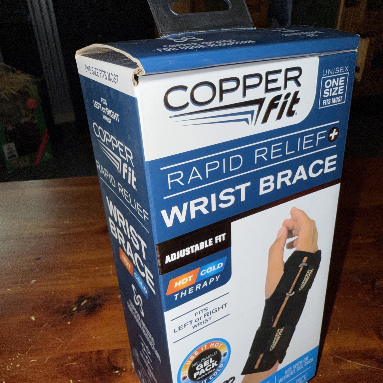 Copper Fit Rapid Relief Wrist Brace Left/Right Hand Unisex Hot/Cold Gel Therapy