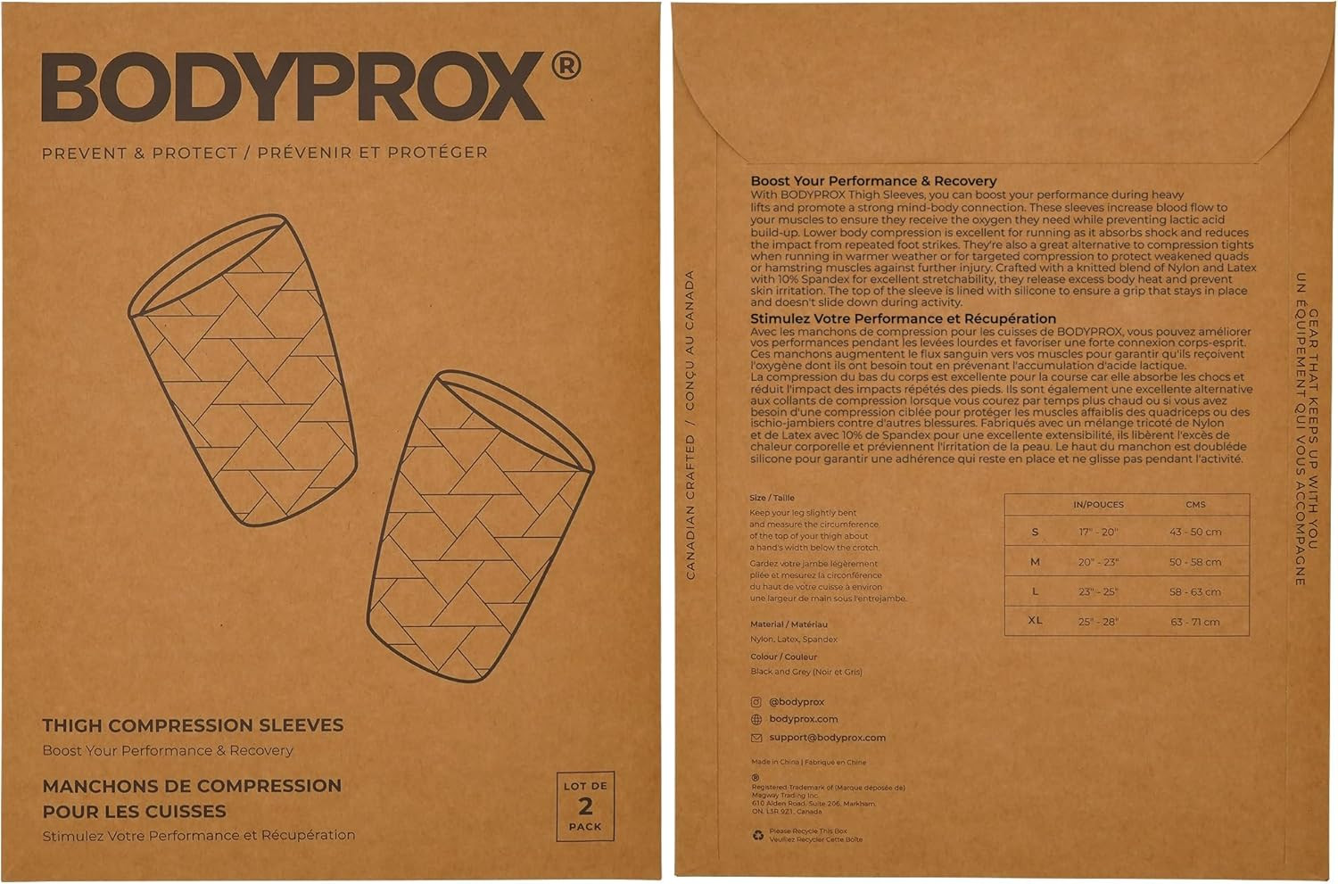 BODYPROX Thigh Compression Sleeve(1 Pair), Hamstring Compression Sleeve for Men