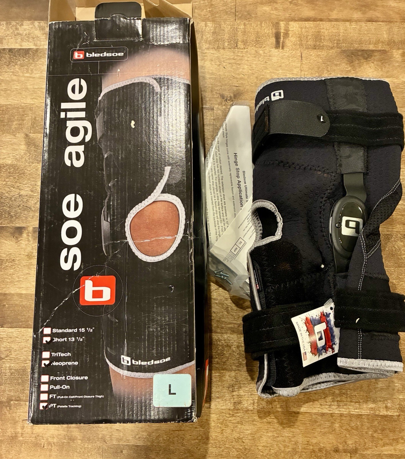 Bledsoe Crossover PT Knee Brace Size Large, Right – New Open Box Neoprene