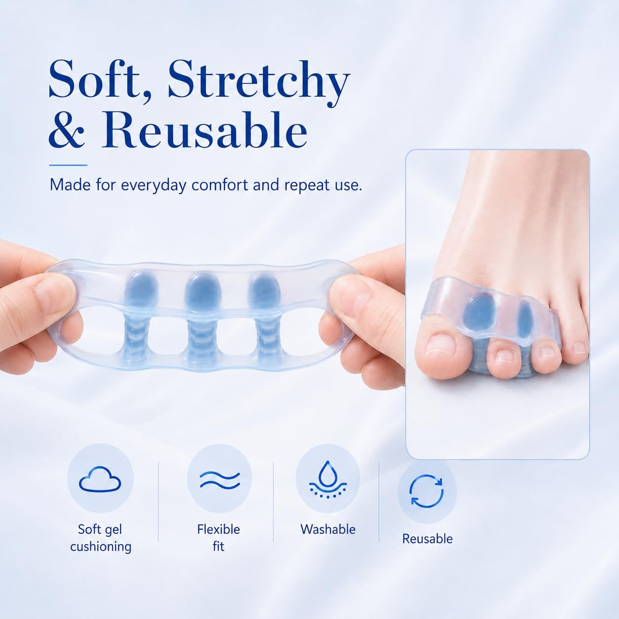 Habioer Bunion Corrector, Toe Separators for Women and One Size, Light Blue