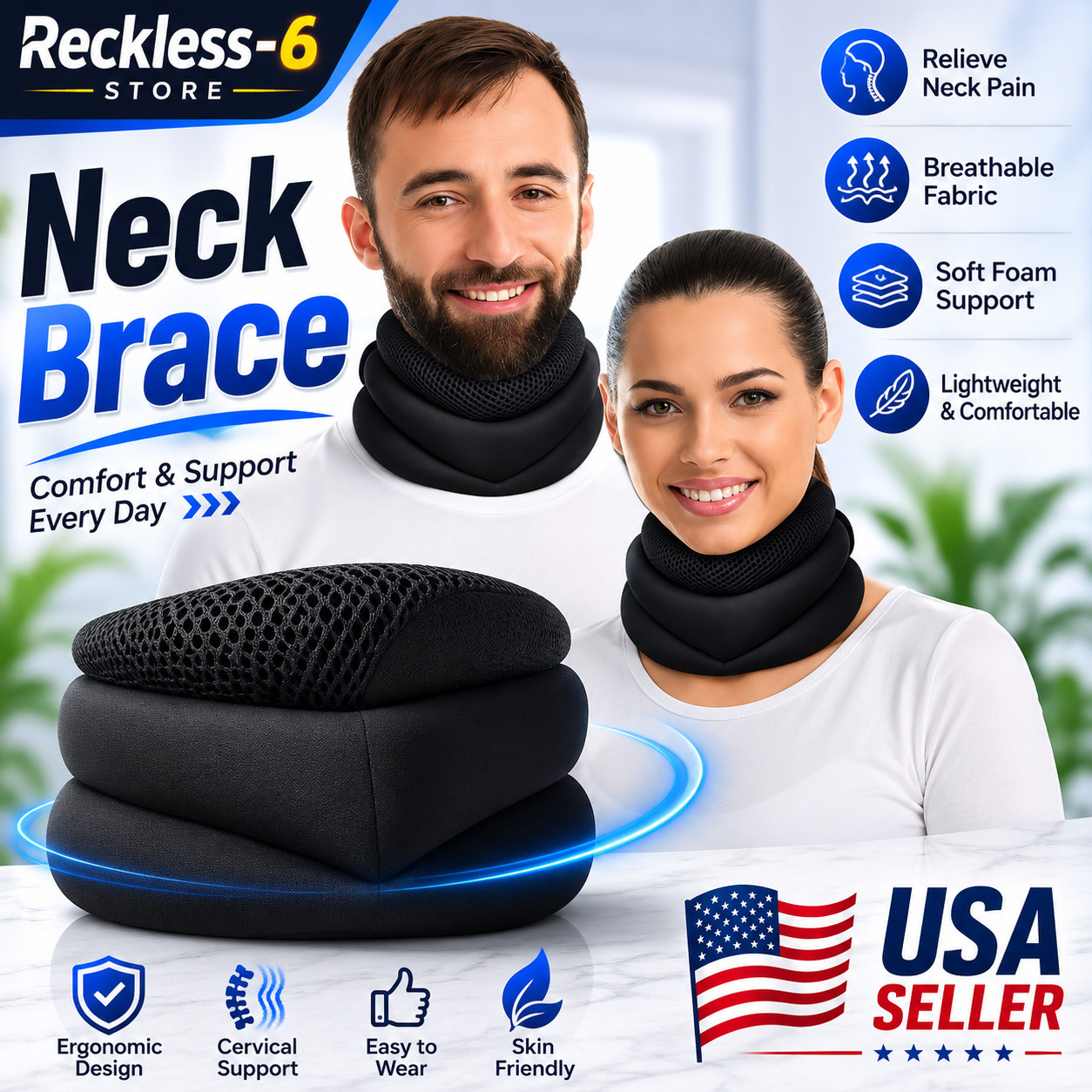 Vitavix Neck Support Pillow for Ergonomic Snoring Relief, Adjustable Cervical Al