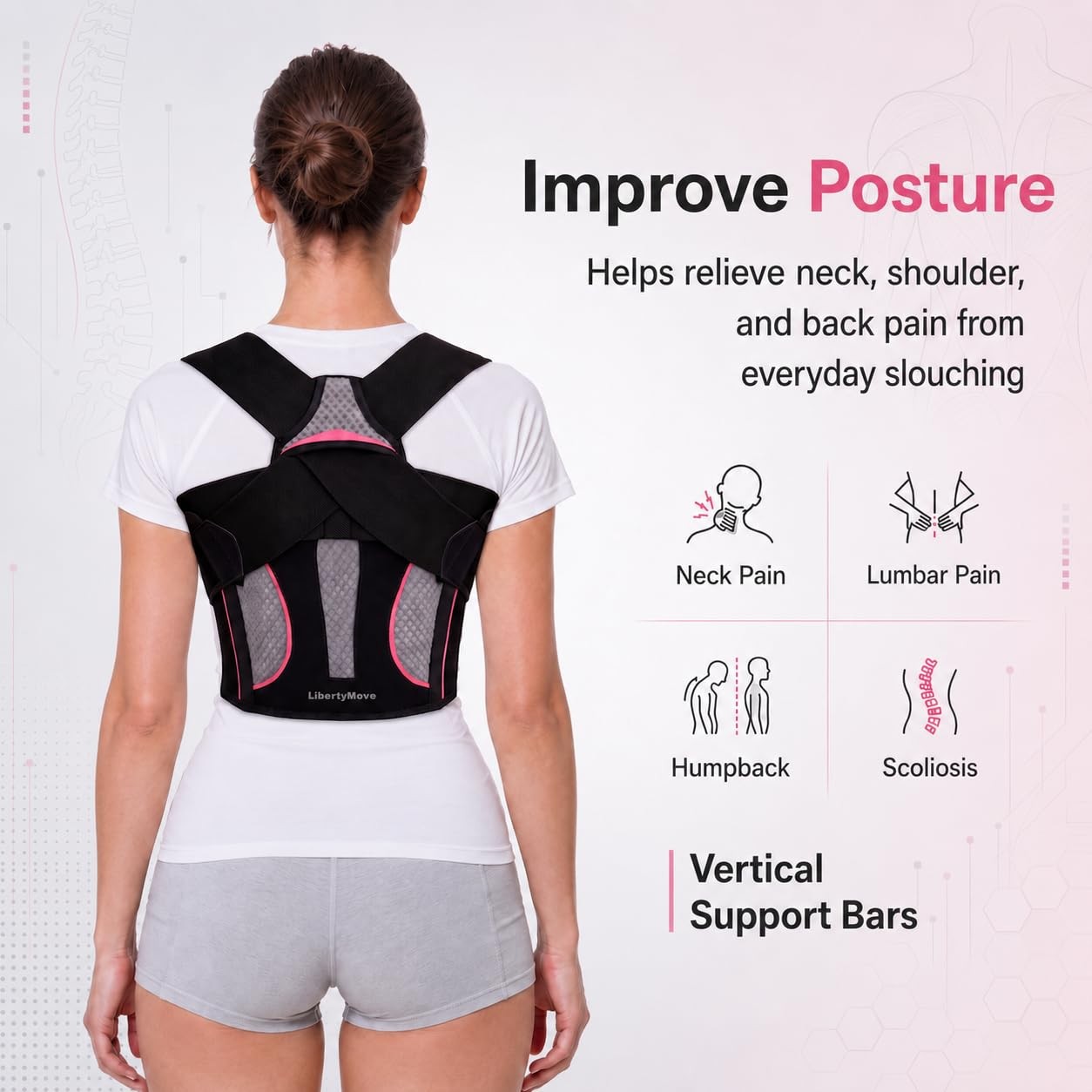 Posture Corrector for Women, Adjustable Upper Back Brace with Wide Shoulder S…