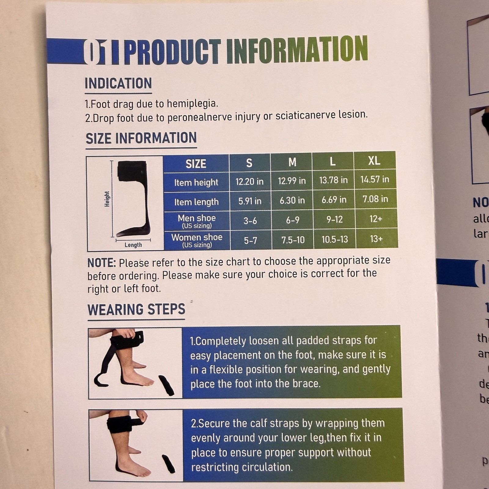 Komzer AFO Drop Foot Brace Right Foot Medium Orthosis Ankle Support New