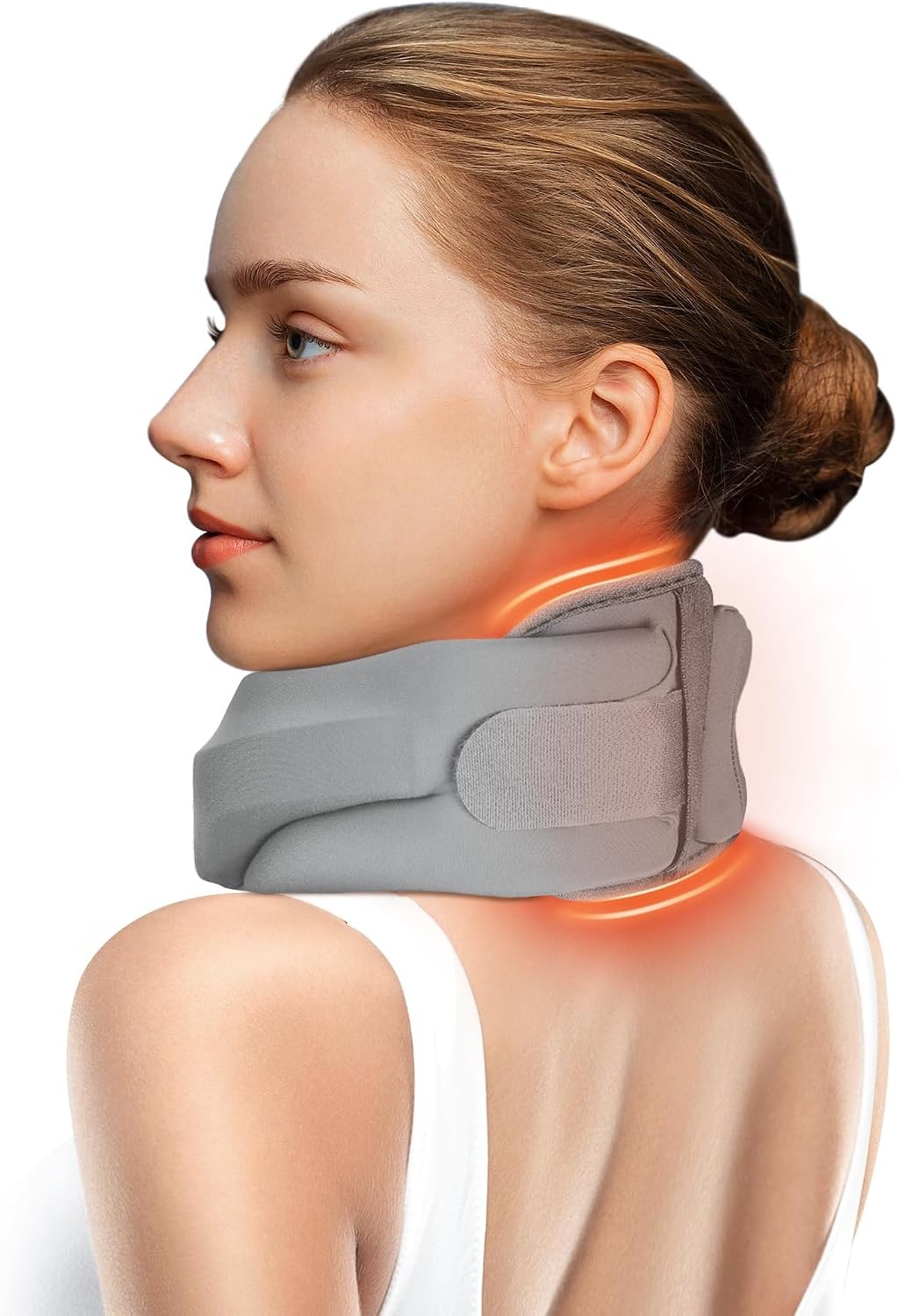 Heated Neck Brace Cervical Collar Neck Support Brace W/ Heating Pad Soft Foam