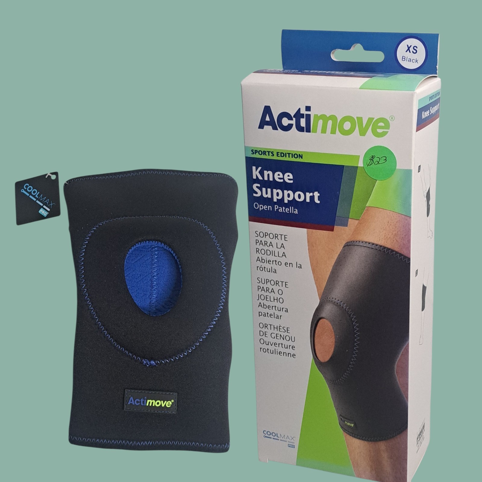 Actimove Sports Edition Knee Support Open Patella Black New in Box, Sizes