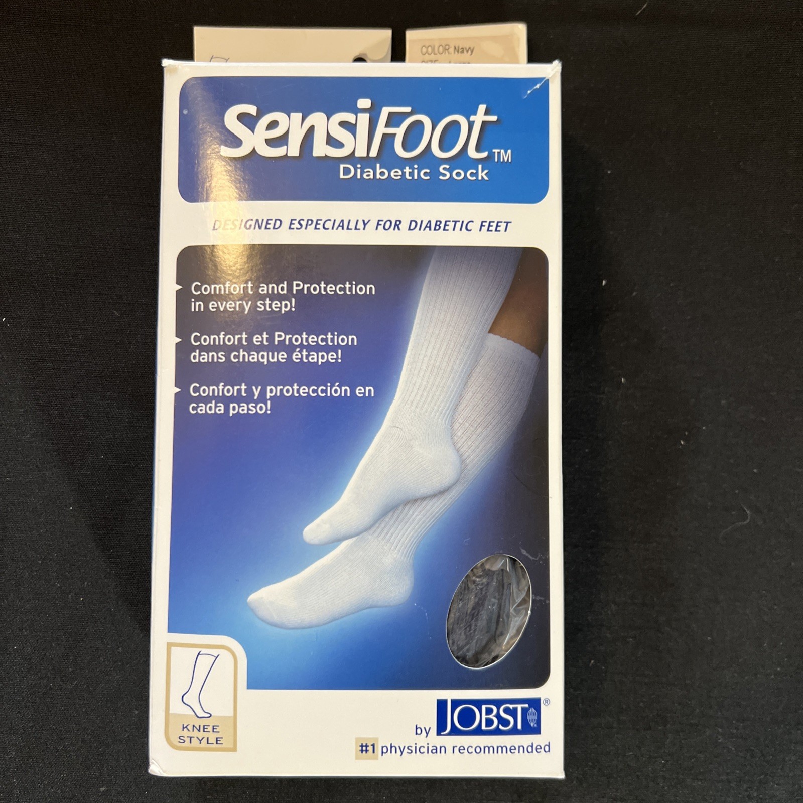 Jobst Sensifoot Diabetic Knee Socks Large Compression Support Closed Toe Navy