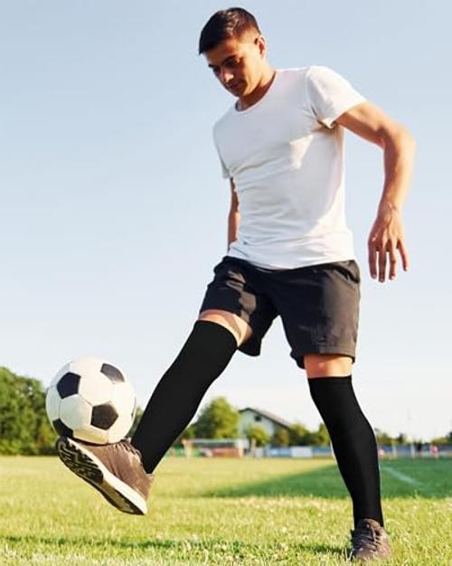 High Football Socks Multiple Sizes over the Knee Medium Black and White