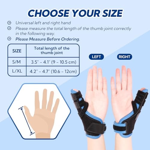 Thumb Splint Brace S/M Blue Dequervains Tendonitis Trigger CMC Joint Arthritis