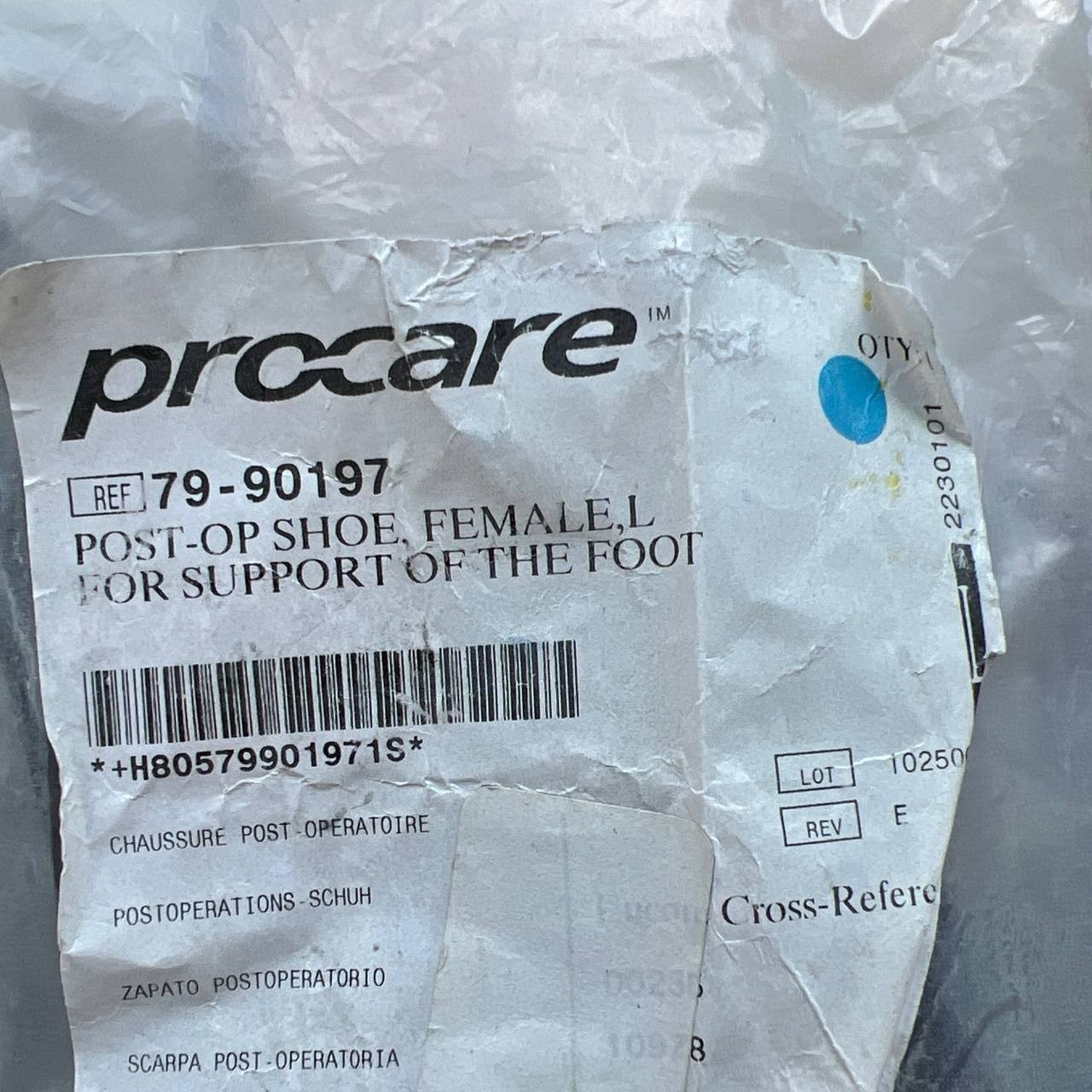 ProCare Post Op Shoe Female Large REF 79-90197 Recovery Walking Shoe NEW