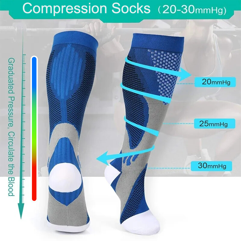 Women Mens Knee High Compression Socks 20-30mmHG Stockings Support Brace Sports