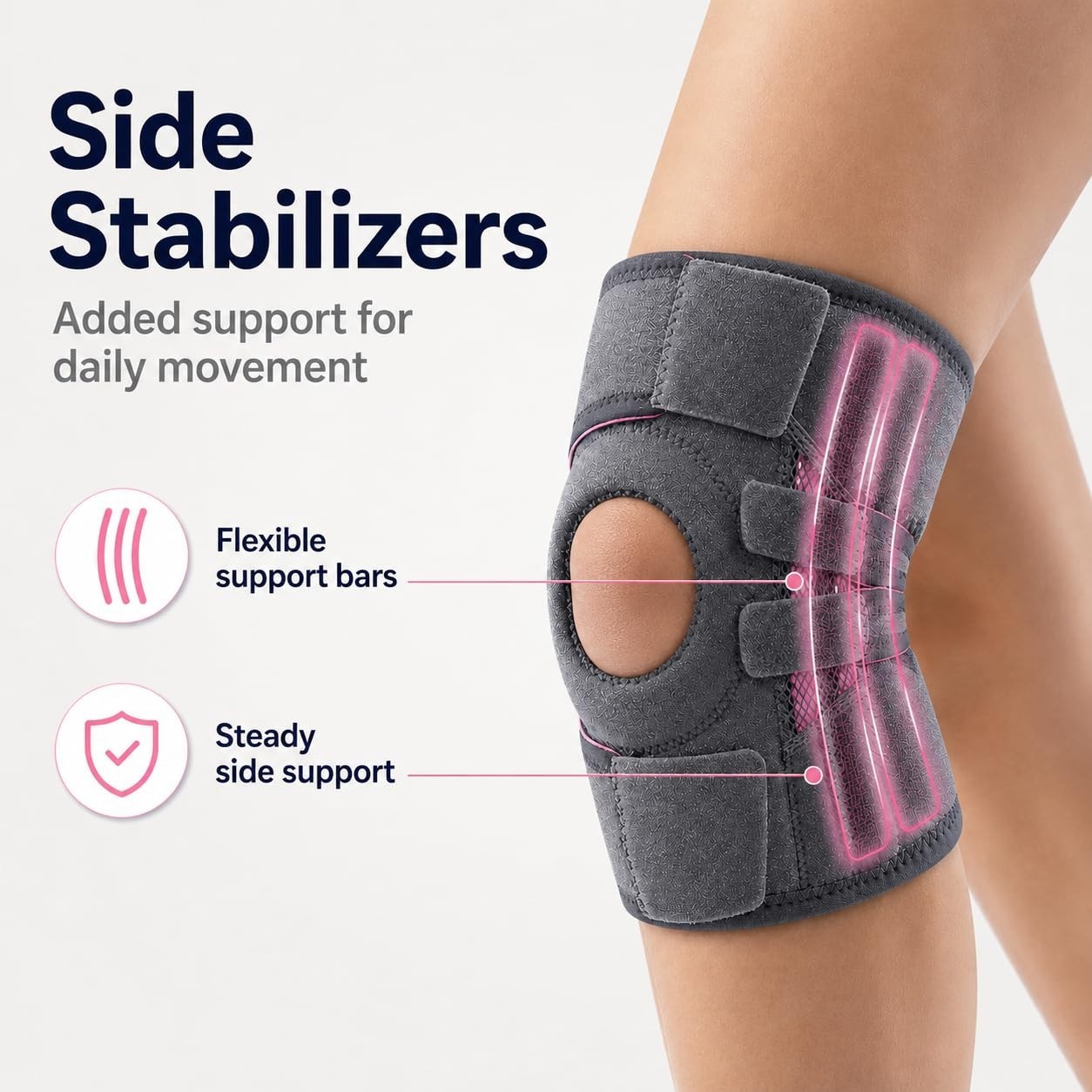 Knee Brace for Men & Women with Side Stabilizers & Patella Gel Pad, Compression