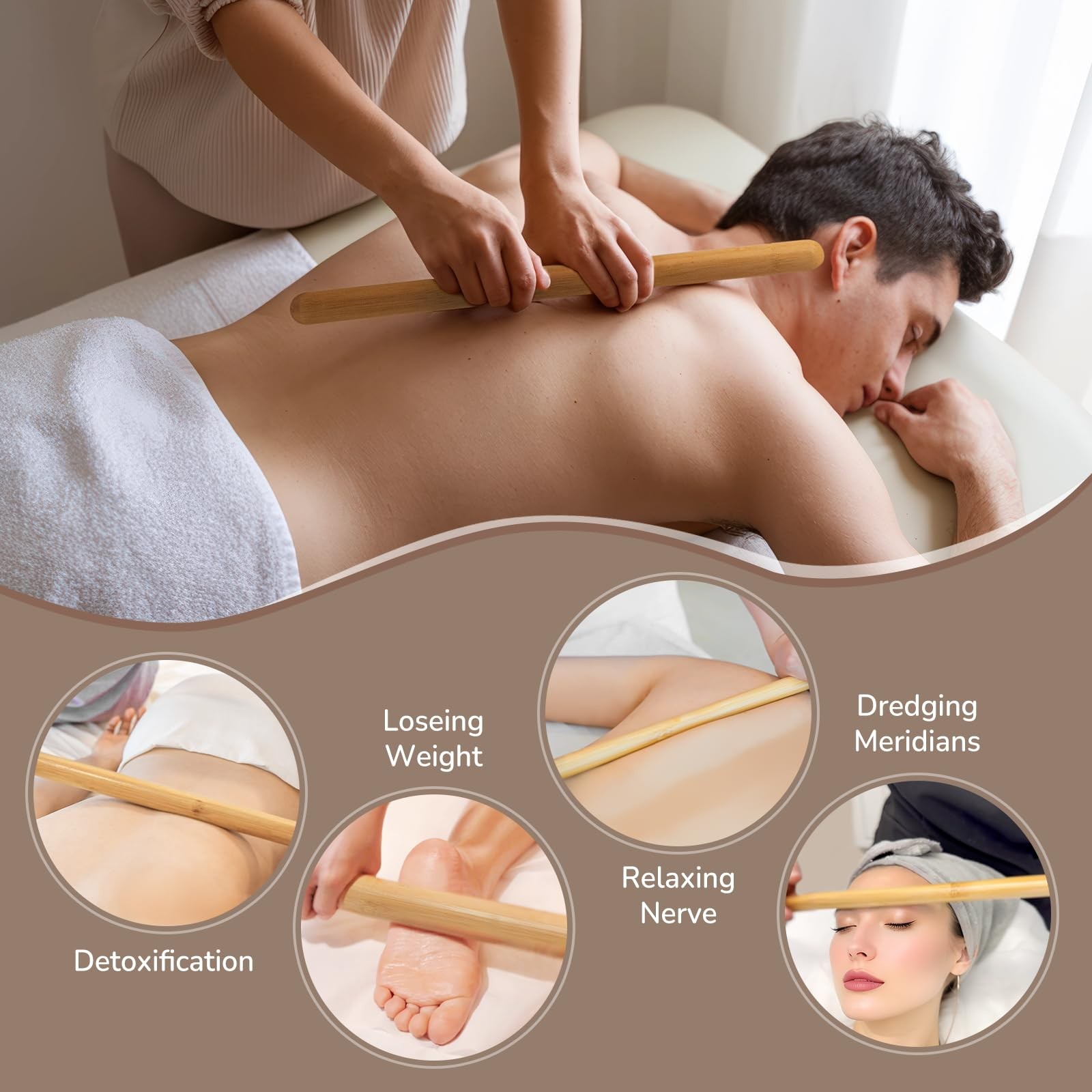 Portable Massage Stone Warmer Electric Heater with 12 sticks, Brown