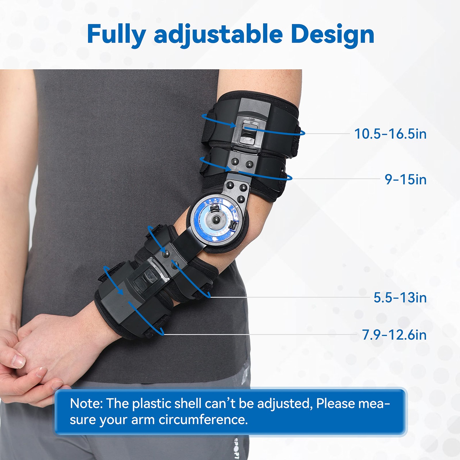 Orthomen Hinged ROM Elbow Brace Adjustable Post OP Elbow Brace Stabilizer Spl…