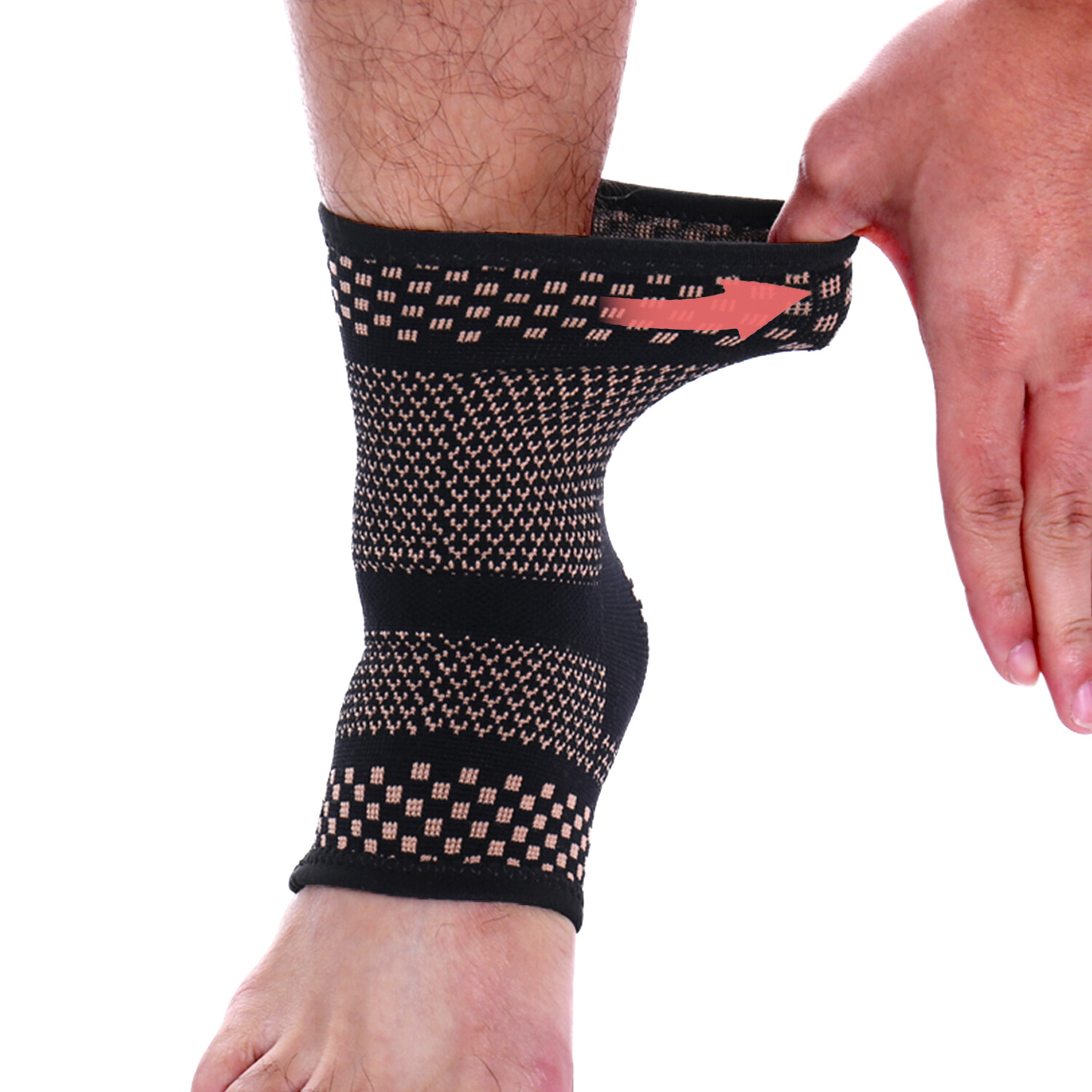 Copper Ankle Support Brace Compression Sleeve Foot Pain Relief Sprain Sport