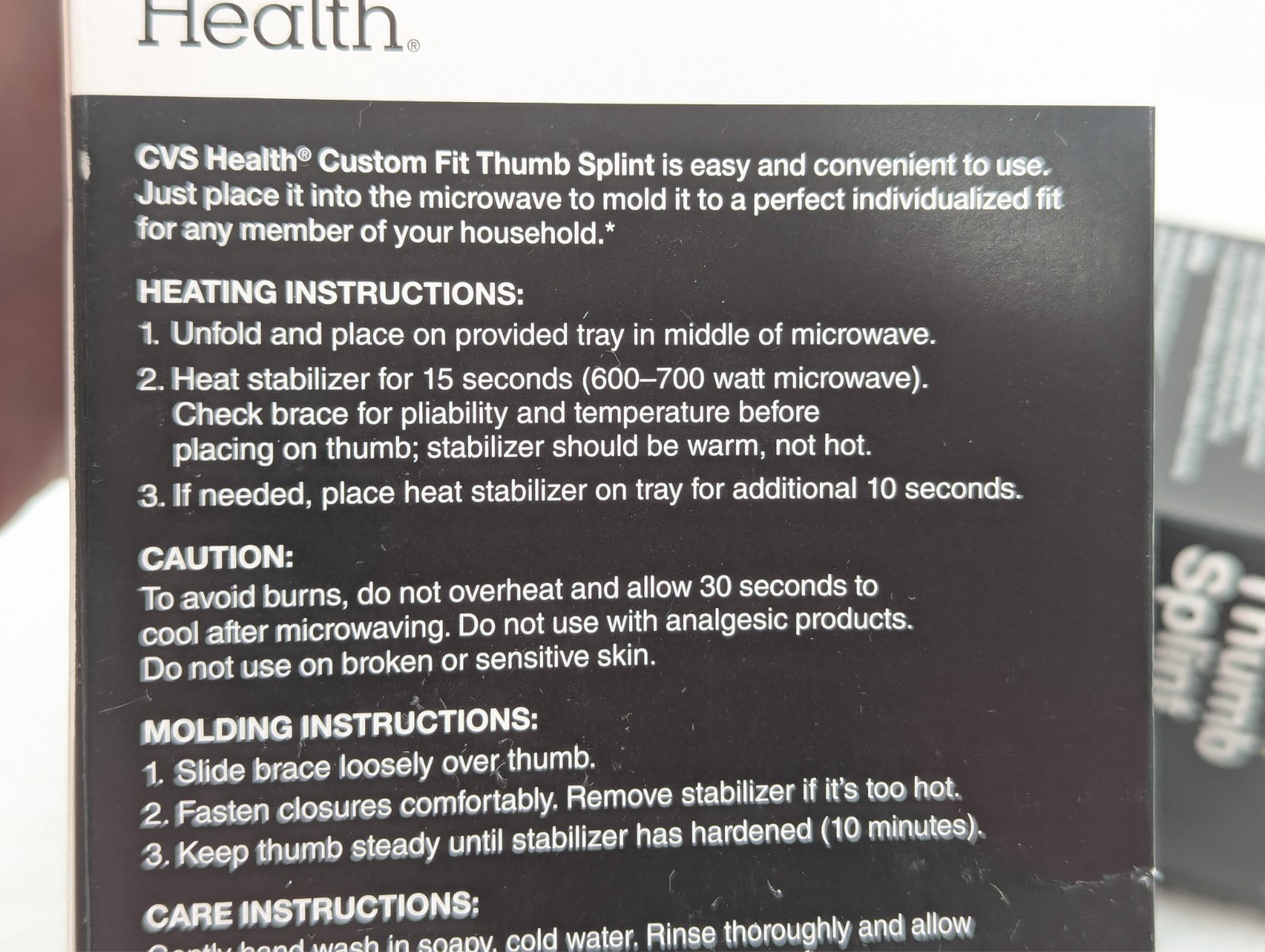 CVS Health – One Size Fits all – Firm Support Thumb Splint – 2 Pack