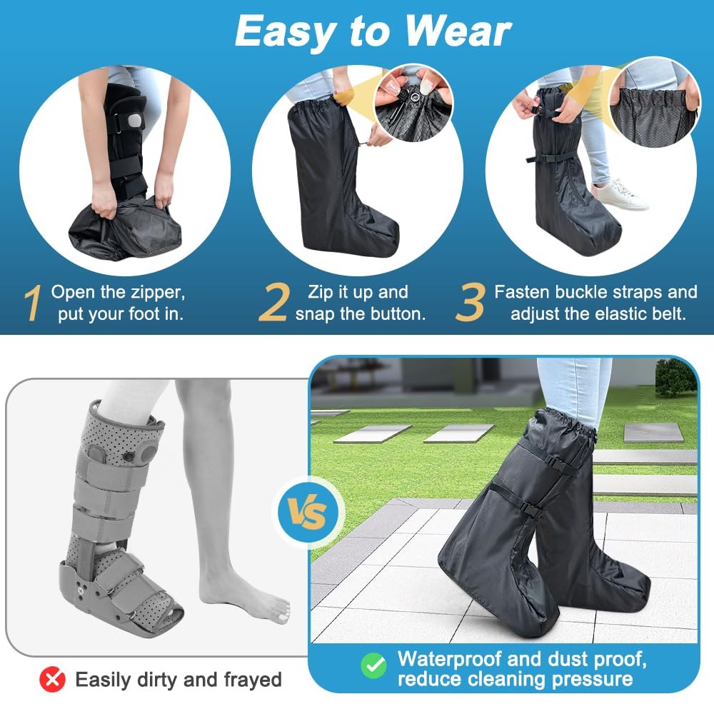 2 Pack Walking Boot Covers Medical Cast Boot Fracture Tall Walking Boot Cover…