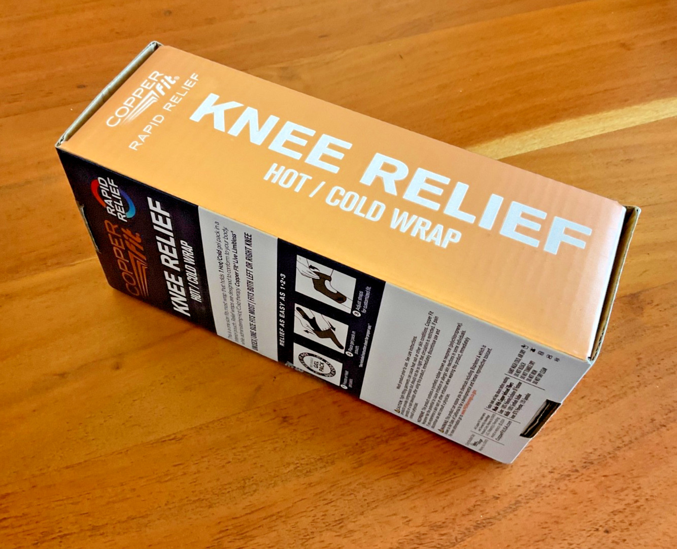 Copper Fit Rapid Relief Knee Wrap with Hot Cold Gel Pack Adjustable