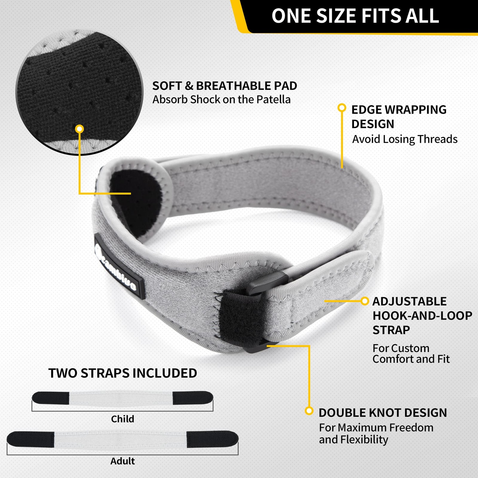 Knee Strap 2 Pack Patella Support Brace Pain Relief Runner Jumper’s Tendonitis V
