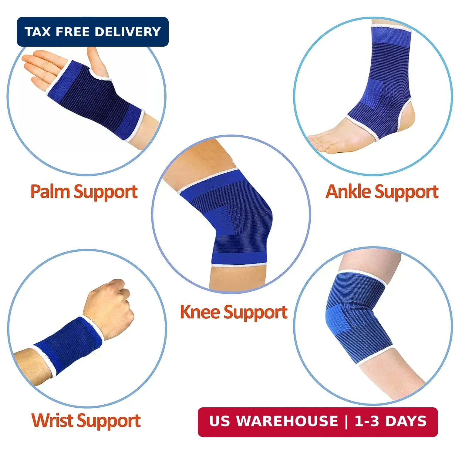 10-Piece Compression Support Brace Set for Knee, Elbow, Wrist Palm & Ankle | Joi