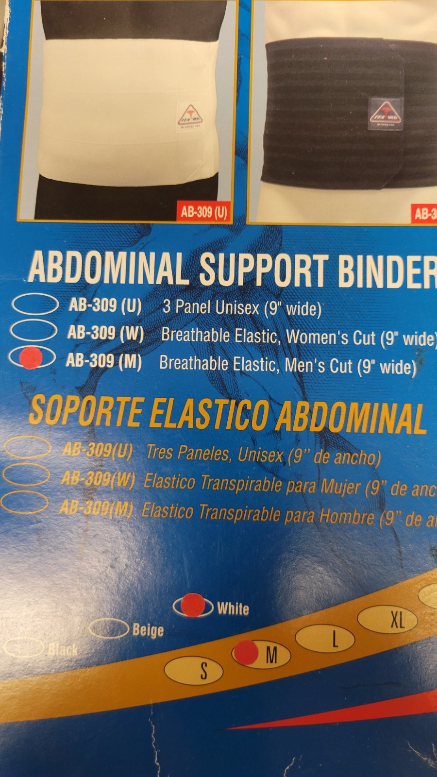ITA-MED Standard Abdominal Support Binder – Unisex, 9″ Wide – Made in USA Size M