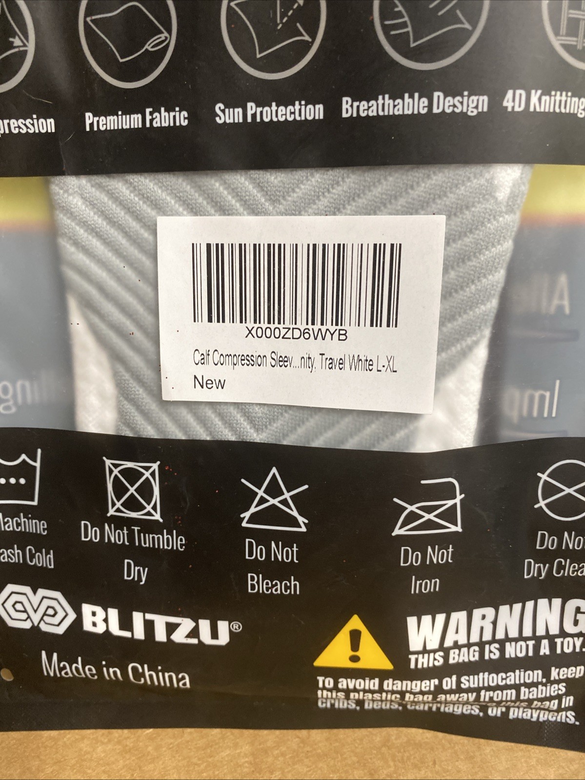 New Blitzu L/XL Premium Graduated Calf Compression Sleeves WHITE