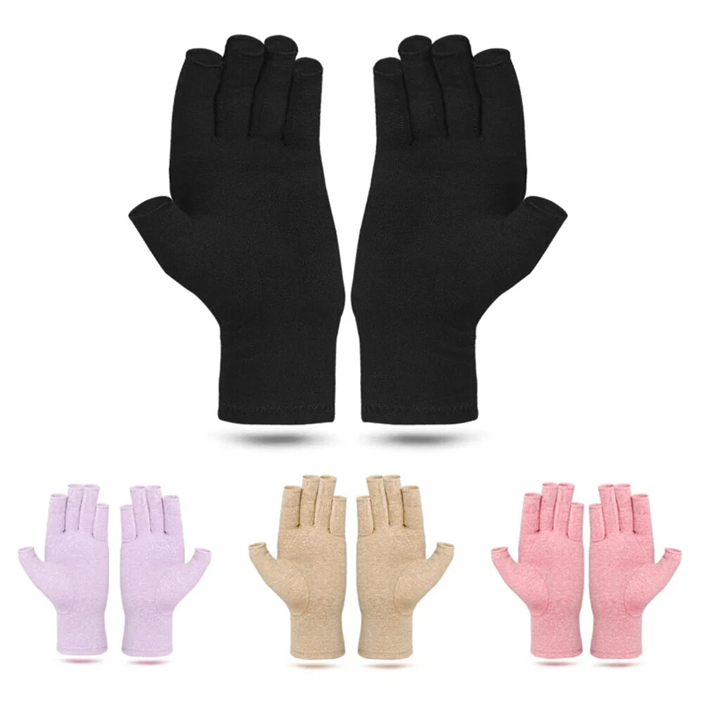 2 Pair Unisex Arthritis Compression Gloves Relieve Muscle Pain Fingerless Gloves
