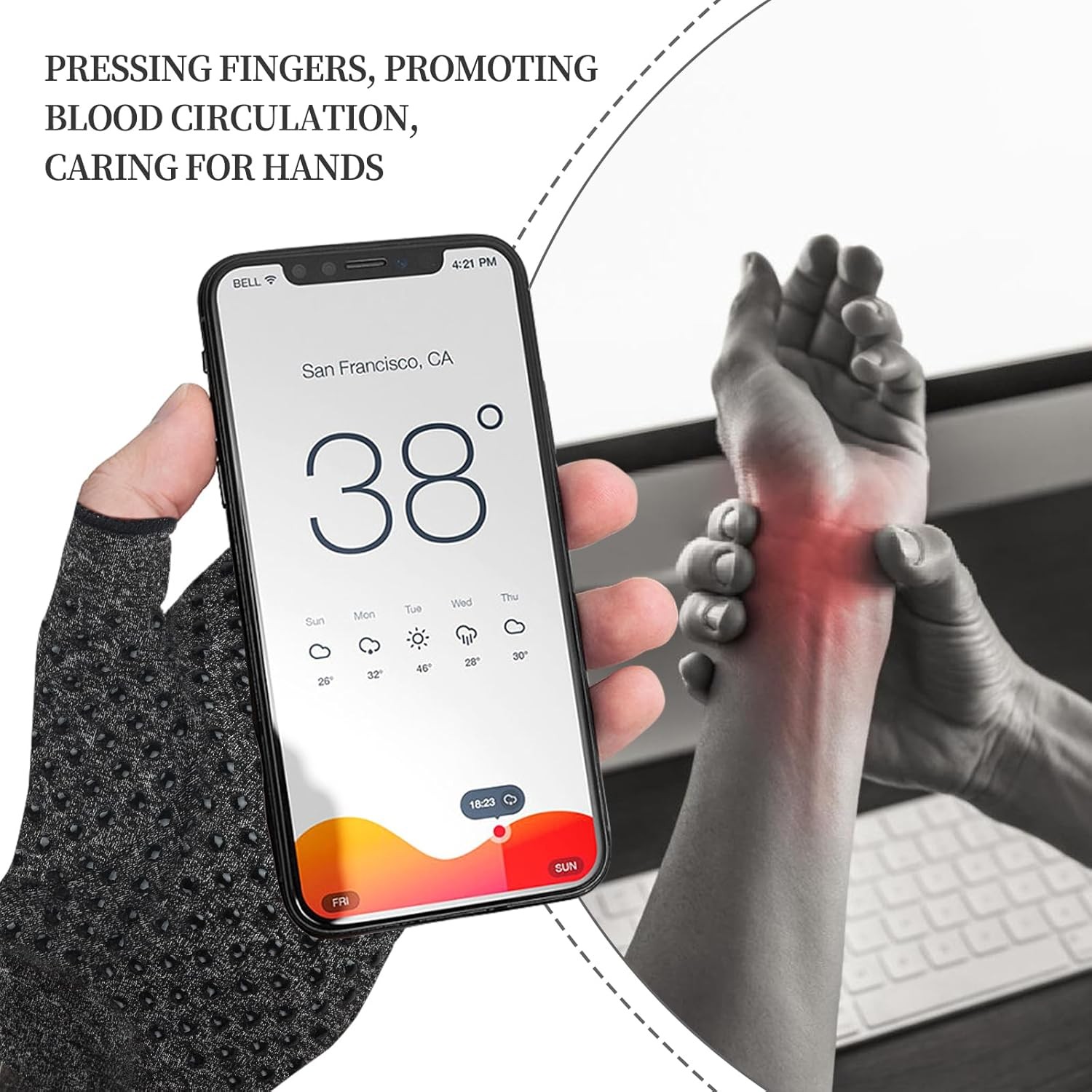 Arthritis Medical Gloves Compression Copper Pain Relief Hand Wrist Support Brace