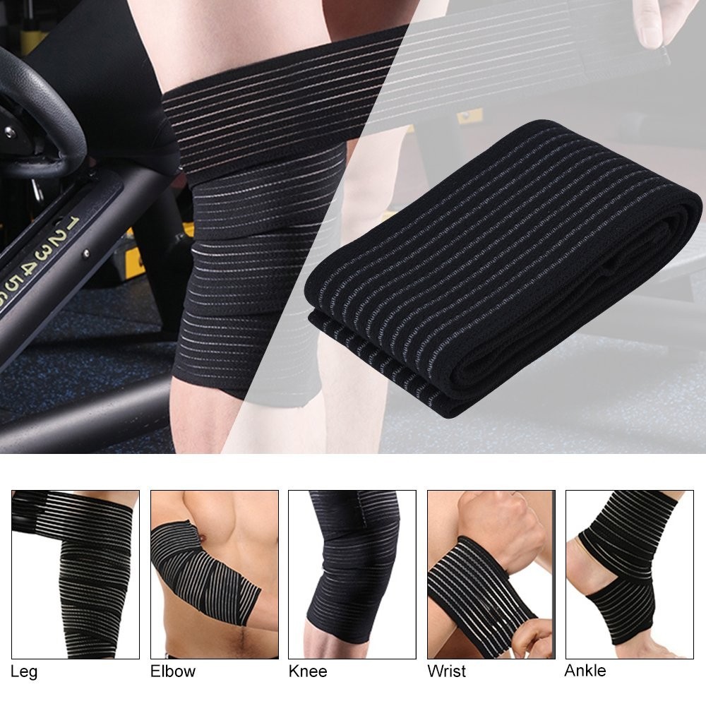 1 PCS Extra Long Elastic Knee Wrap Compression Bandage Brace , Adjustable Com…